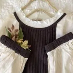 優心花様専用★新品★サマンサモスモス★きなり＊胸元ピンタック*綿麻⋆配色ブラウス