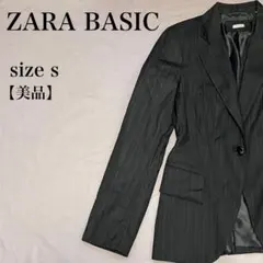 ZARA BASIC ピンストライプ テーラードジャケット チャコール S 美品のサムネイル