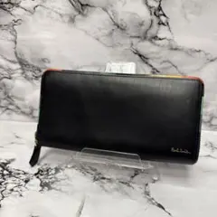 (美品)大人気、ポールスミス、長財布、ラウンドジップ、オールレザー、L字、金ロゴ