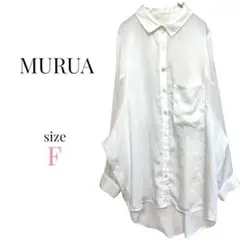 ムルーア【F】シースルーシャツ ビックシルエット シアーシャツ ホワイトプリントのサムネイル