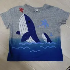 BIT'Z クジラ　くじら Tシャツ 110　グレー　ブルーのサムネイル