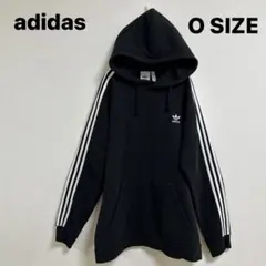 アディダス プルオーバー パーカー　Oサイズ 黒 スウェット　トレフォイル裏起毛