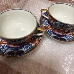 館林陶宗 陶宗窯 伊万里 肥前有田焼 染錦藤絵文 カップ＆ソーサー 2客