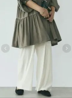 新品【un dix cors】シアーベロアイージーパンツ 　アイボリー