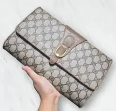 中古 美品 グッチ GGスプリーム レザー ショルダーバッグ 斜め掛け