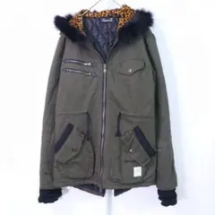 00s Cavaria レオパード ファー ギミック モッズコート 平成ギャル