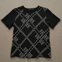 【美品】LEACCTE Tシャツ 犬柄 黒×白 格子模様 サイズ34 日本製のサムネイル