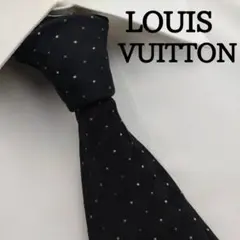 美品 LV ルイ・ヴィトン ネクタイ 紺 モノグラム シルクジャガード