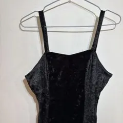 キャミワンピース ベルベット ベロア生地 ブラック 無地 セクシー