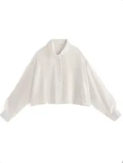 GRL シフォンショート丈シャツ ホワイト 長袖シャツ Fサイズ