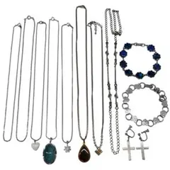 ⭐️408-シルバー　ネックレス　ブレスレット　イヤリング11点セット