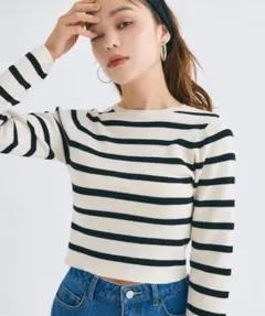 cocaクロップド丈ニットトップス M