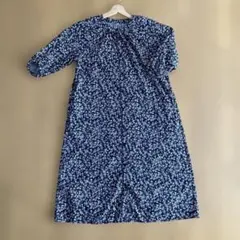 SEASON REASON 花柄 ロングシャツワンピース ネイビー Mサイズ