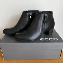 未使用】ECCO 本革 軽量 ショートブーツ 24cm ダブルサイドジップ