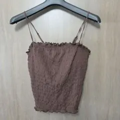GU シャーリング キャミソール ブラトップ ブラウン L
