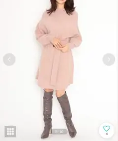 SNIDEL ファーライクベルティッドニットワンピース