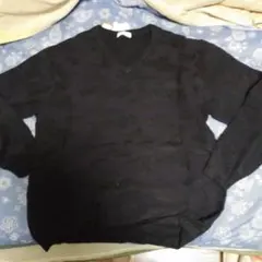 5Lサイズブラック Vネック カモフラージュニット