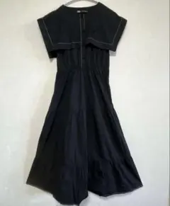 ZARA ザラ　極美品　コントラスト　トップス　テッチミディ　ワンピース