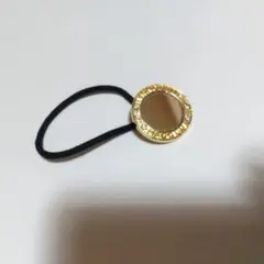 ヴィンテージボタン　ヘアゴム　ハンドメイド　ゴールドヘアゴム