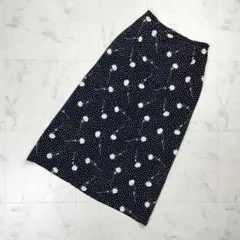 インゲボルグ 総柄 タイトフレアスカート リボン付 黒 S～M*PD1239のサムネイル