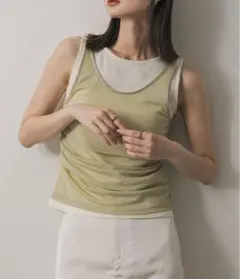 SENSE OF PLACE シアーレイヤードタンクトップ　ベージュ