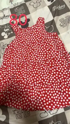 H&M 赤 水玉 ティアードワンピース