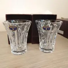 ボヘミア　レッドクリスタルガラス　ミニ花瓶　２個セット　①