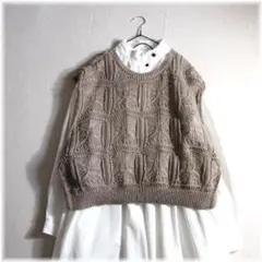 Mushroom*マッシュルーム ナチュラル かぎ編み風ニットベスト