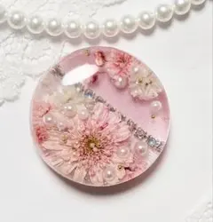 633可憐な♡レジンヘアゴム ダークピンク マトリカリア オーロラビジュー