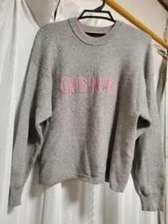 Samansa Mos2 レタリング配色ニット （グレー）