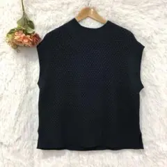 ★ESSEME★エシーム メッシュ ノースリーブニット ベスト 【XL】 黒