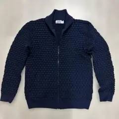 カルバンクライン　メンズ　ニットブルゾン　ネイビー　M