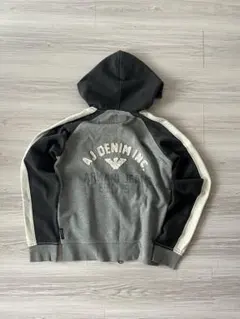 希少 ARMANI JEANS logo double zip hoodie