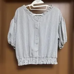 ストライプ バルーンスリーブ シャツ