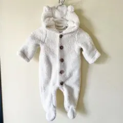 babyGap カバーオール　アウター　3-6ヶ月 ホワイト　くま耳付