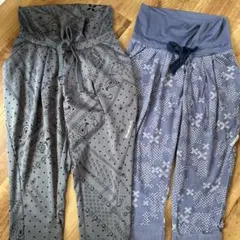 Reebok ボトムス バンダナ柄 ネイビー &グレー、2点セット