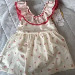 いちご柄 UVカット 水着 90