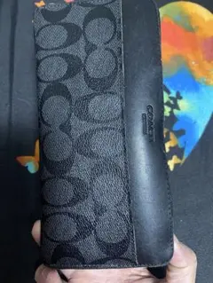 COACH ロゴ入り ブラックレザー カード12枚入り長財布