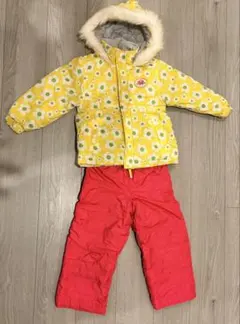 女の子　スキーウェア　110　イエロー&ピンク　ガールズ　雪遊び