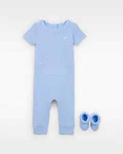 新品 Nike 2ピースセット リブロンパース 靴下 ベビー 6-12M ギフト