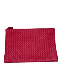 【美品】BOTTEGA VENETA イントレチャート クラッチバッグ レッド
