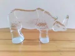 コスタボダ ZOO　Vallien サイ　クリスタル　置物 北欧　ヴィンテージのサムネイル