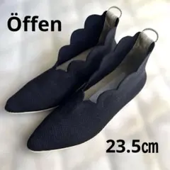 offen スカラップ ポインテッドトゥ フラット フリル 黒 40 25 - メルカリ