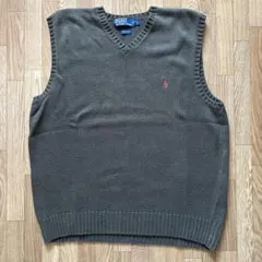 古着 ポロ Polo by Ralph Lauren ニットベスト L カーキ