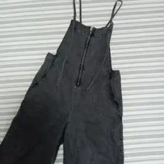 ブラックデニムオーバーオール