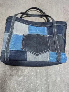 パッチワークDenimリメイクバケツ底BIGバックハンドメイド - メルカリ