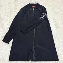 5978 良品✨ロング丈 ナイロンジャケット L 黒 ブルゾン ライトアウター