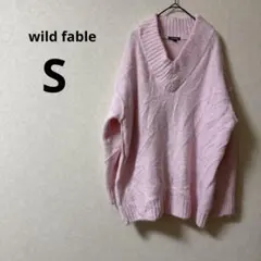 wild fable【S】 ピンク Vネック セーター 長袖