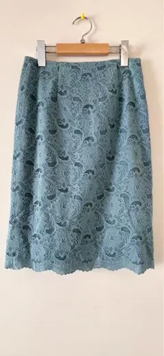 【美品】NATURAL BEAUTY BASIC 青 レーススカート タイト