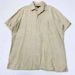 00s BANANA REPUBLIC チェック リネン 半袖シャツ 麻